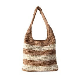 SHESRA Shoulder Soft Straw Bag Handmade Woven Bag Casual Large Capacity Retro Summer Beach Bag Rattan Handbag for Travel,Shopping,Daily,Vacation 01, Beige, Large