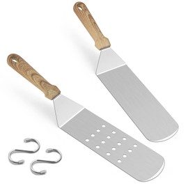 Metal Spatula Set of 2, HaSteeL Heavy Duty Stainless Steel Teppanyaki Tools, 14.5 Inch x 2.8 Inch, Griddle Accessories for Flat Top Grill Hibachi Indoor & Outdoor, Long Burger Turner Flipper