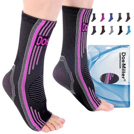 Doc Miller Tobillera Compresión Aliviar Tendinitis Aquiles Esguince Aumenta Circulación Sanguínea Calcetines Dolor Pie Soporte Tobillo Rosa Grande