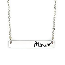 Mimi Bar Necklace Gift Christmas Birthday Silver Mimi From Grandkids Grandma Mimi FBA-FAMILY-BAR-NECK (Silver, Mimi)