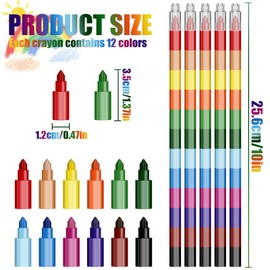 TEAONE Mini Crayon, 10 PCS Stacking Crayons for Party Favors, School Supplies (12 Colors)