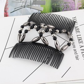 ZKSXOA 4pcs Kitchen-dream Magic Beads Hair Comb Magic Elastic Hair Combs Double Clips Hair Holder Stretch Double Side Combs Clips for Women Girls Hair Accessory DIY Hair Styling Tool