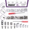 Swpeet 121Pcs Adjustable Wire Rope Clips Clamp and Aluminum Crimping