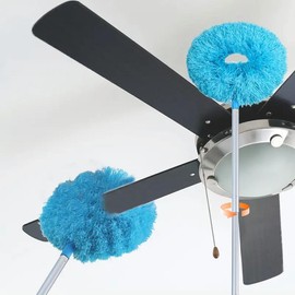 Ceiling Fan Cleaner Duster, Dust Removal Brush, Household Items Cleaning Supplies Removable & Washable Microfiber Ceiling & Fan Duster, Summer Essentials, House Cleaning Tools, Home Essentials:_Blue_one-size