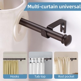 Bronze Window Curtain Rods 30 to 60 Inches, Decorative 5/8 Inch Diameter Single Window Curtain Rod Set for Room Divider, Bedroom, Living room, Kitchen, Bathroom,With Brackets