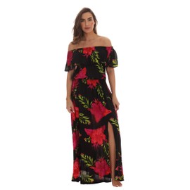 Riviera Sun Rayon Crepe Printed Maxi Dress for Women 21881-8110-RED-S