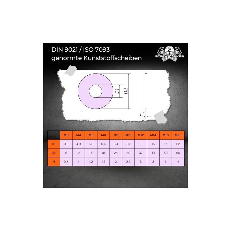 Screws4Bikes | 100 x M6 | Washer DIN9021 Plastic Large