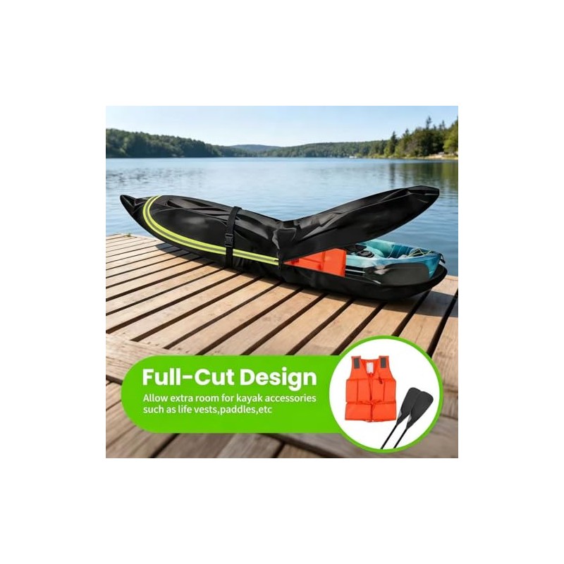 600D Waterproof Full Kayak Cover for 8-10ft Kayak/Canoe/Paddle