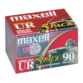 MAXELL 108562 UR90 90-Minute Normal-Bias Cassette Tape (5 Pack)