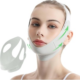 Faja Papada Facial Lifting, Reutilizable Faja para Papada Mujer, Faja Facial para Dormir,Correa Facial para V-Lifting, Reductor de Papada V con Banda Ajustable - Moldeador Facial (Verde)