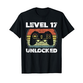Level 17 Unlocked Funny Video Gamer 17th Birthday T-Shirt