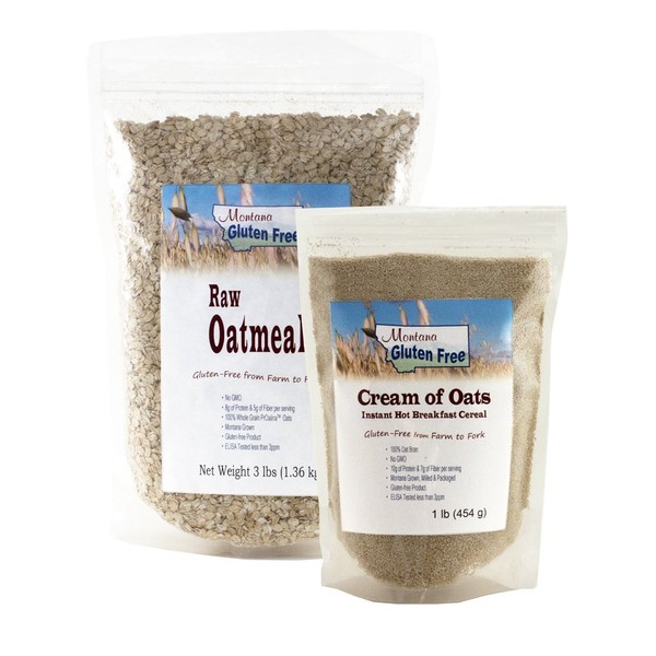 Gluten Free Raw Oatmeal 3lb and Cream of Oats 1lb - Combo Pack