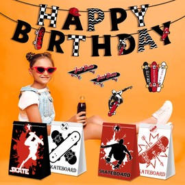 24PCS Skateboard Birthday Party Bags Skateboard Party Decor Bags Skateboard Party Supplies Skateboard Theme Party For Skater Boys and Girls Skateboard Bday Party Decor