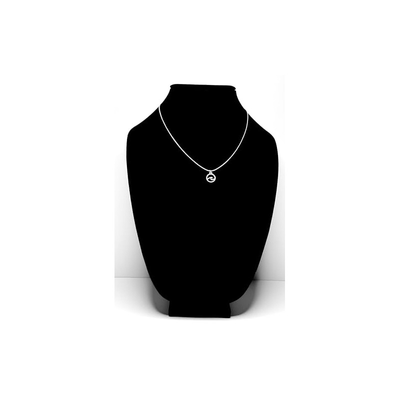 Small Silver Stainless steel wave charm necklace