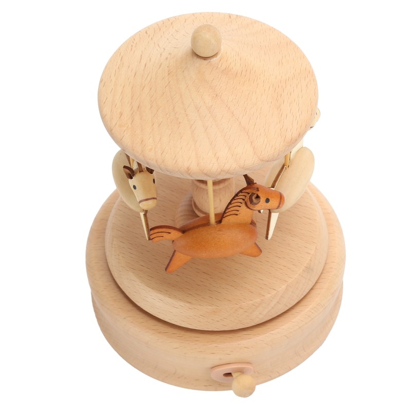Cute Music Box Wooden Rotating Musical Box Wood Crafts Birthday