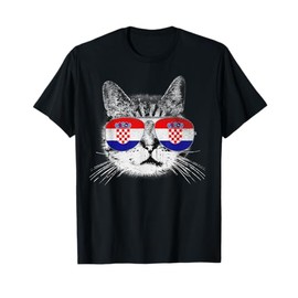 Croatian Croatia Flag Country Roots Cat Lover Pride Gift T-Shirt