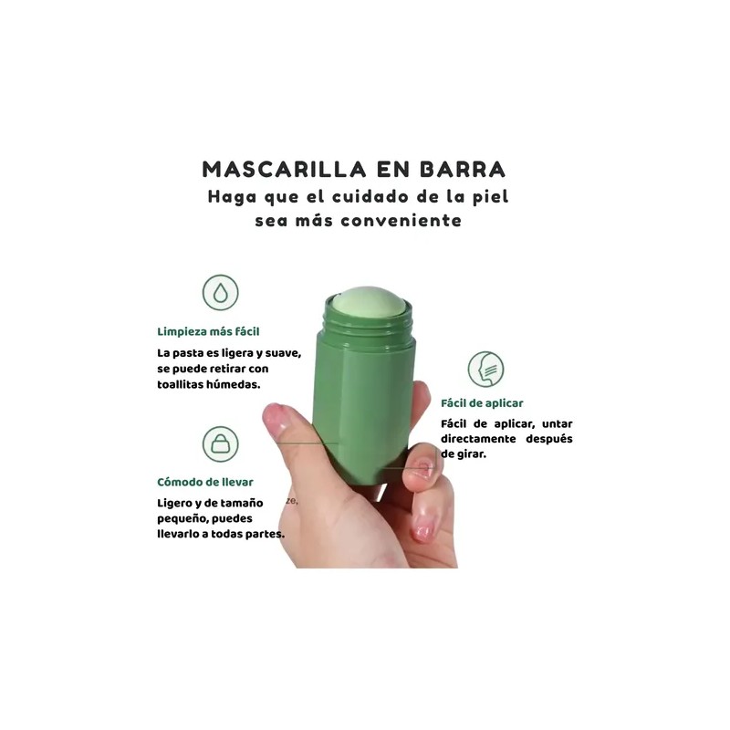 Mascarilla Facial En Barra Extracto Te Verde Berenjena
