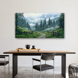 Canvas Wall Art Decor Canvas Art Wall Decor Nature Landscape Wall Art Decorations Wall Pictures for Living Room Artwork for Walls Modern Green Forest Wall Art Prints Bedroom Office Wall Decor 20"X40"