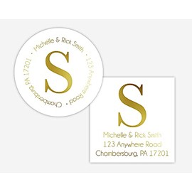 Foiled Return Address Label, Initial Return Address Sticker, Round Return Address Label (#461-F)