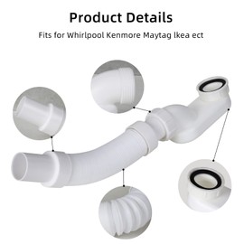 Flexible Freestanding Tub Drain Kit - Low Profile Flat P Trap for Bathtub Shower Drain Pipe - 1 1/2 inch Diameter