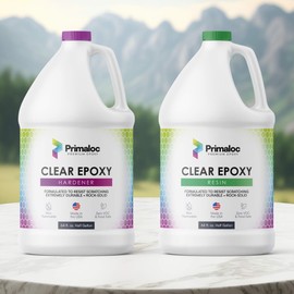 Primaloc Epoxy 1 Gallon Kit (64oz Resin + 64oz Hardener) for Tables, Bar Tops, Countertops, River Tables, Art & Craft Resin, | Scratch Resistant, Low Odor, Bubble Free, Epoxy Coating, Made in USA