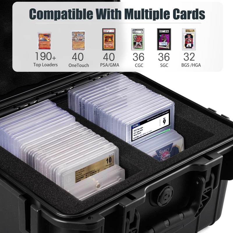 QINGUANG Graded Card Storage Box,Trading Card Case with 4 Foam