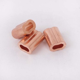 HIGOOD 100 Piece Plain Copper Duplex Oval Crimping Sleeve Set for 1/32" Diameter Wire Rope (Pack of 100)