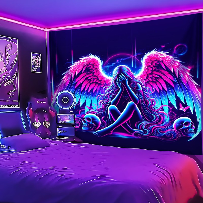 BVBOX Blacklight Tapestry,WingTapestry Glow In The Dark,UV Reactive Black Light