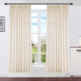 DotheDrape Pinch Pleat Curtain, 84 W x 106 L inch Light Filtering Linen Curtain Drape Panel for Living Room and Silding Door (1 Panel, Sand Beige)