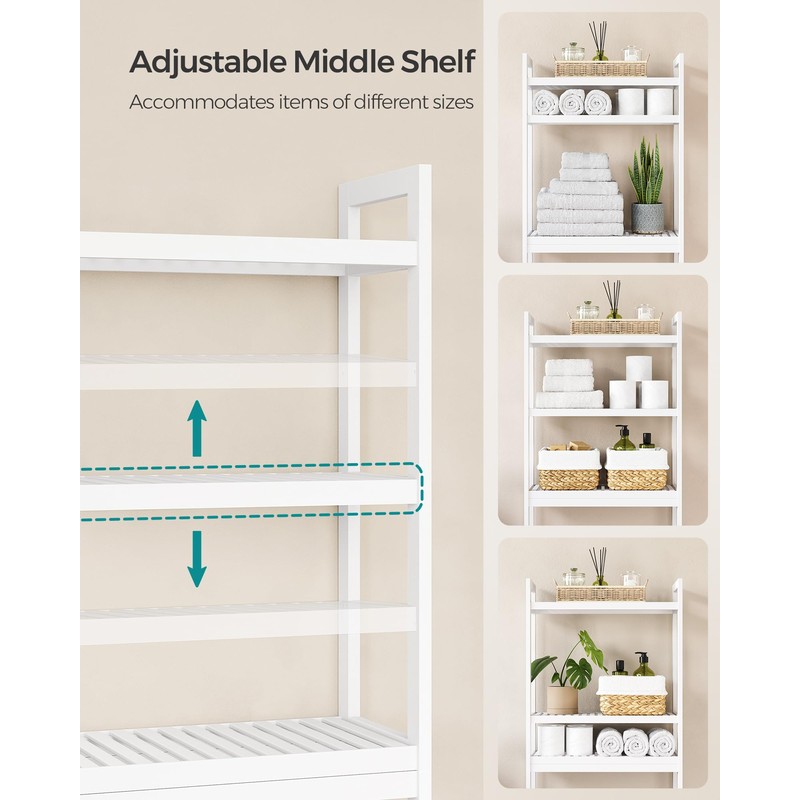 SONGMICS Over The Toilet Storage, 3-Tier Over Toilet Bathroom Organizer