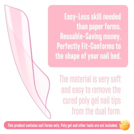 NOVO OVO 300 Pcs Toe Nail Dual Forms for Poly Gel Toenail Extension, PINK, Reusable Molds for Polygel Buider Hard Gel Acrylic French Tip Toenails, for Nail Art Salon Pedicure & DIY at Home 15 sizes