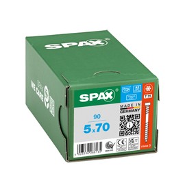 SPAX Terrace screw, 5 x 70 mm, 90 pieces, fixing thread, cylinder head, T-Star plus T25, cut tip, rust-proof stainless steel A2-8000000288135