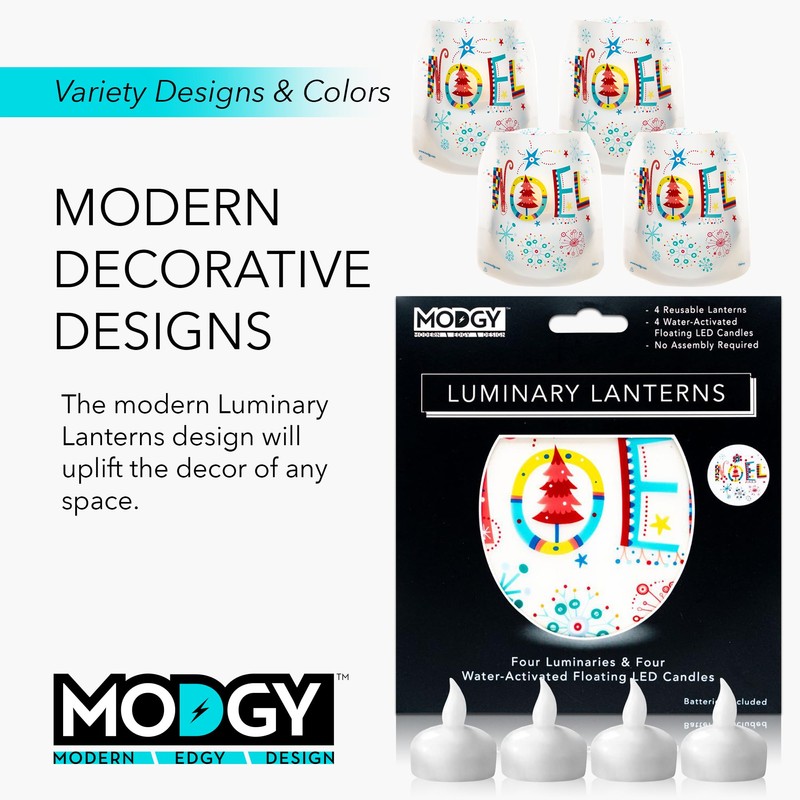 MODGY Luminary Lanterns, Christmas Candle Holders with Flameless Floating LED