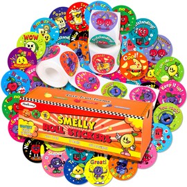 HORIECHALY 3 Rolls Scratch and Sniff Scented Stickers for Kids, 600 Pcs Smelly Motivational Reward School Stickers, Scented Encouragement Classroom Stickers for Teachers, Students(1.57")