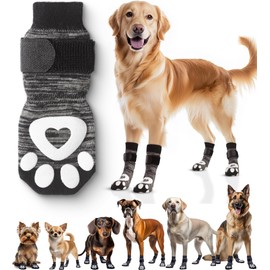 Non-Slip Dog Socks for Hardwood Floors - 6-Pack | Anti-Slip Toes to Prevent Licking Paws, Add Grip, and Provide Paw Protection | for All Ages and Senior Dogs - Medium