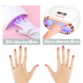 AYNKH UV Gloves 2 Pair for Gel Nails Anti UV Shield Gloves Gel Manicure Nail Art Dryer Tools to Protect Hands from UV Light Lamp Dryer Black White