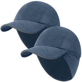 Sombrero de cola de caballo de forro polar para mujer, de doble capa, con calentador de orejas desplegable, diseño reflectante adecuado para correr en invierno, marino, 6 7/8-7 1/4