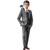 Black n Bianco Boys Signature Slim Suit in Dark Grey