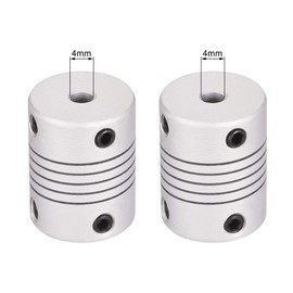 sourcing map 4mm to 4mm Aluminum Alloy Shaft Coupling Flexible Coupler Motor Connector Joint L25xD19 Silver,5pcs