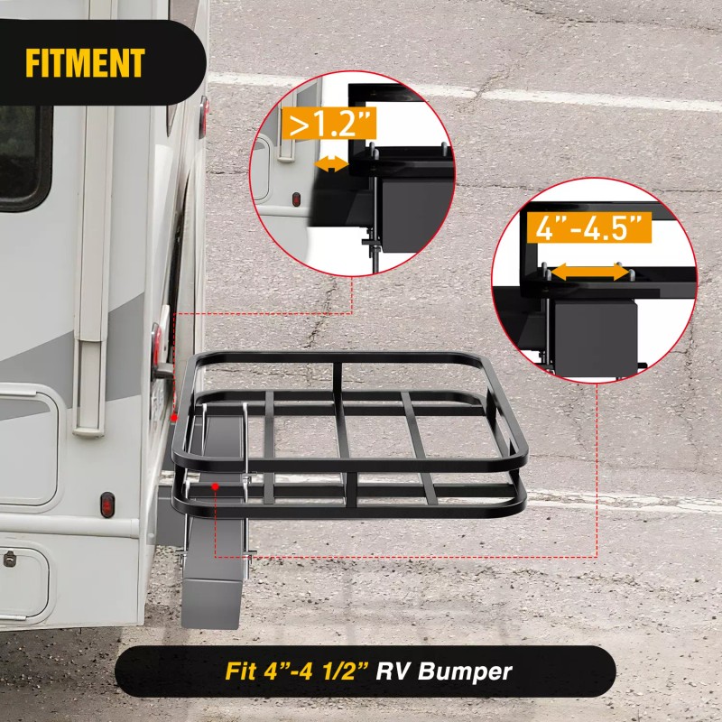 Nilight 32??26??4Inch RV Bumper Mounted Cargo Rack Carrier with Net