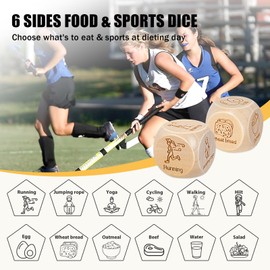 Cessfle Wood 6 Sides Dieting Food Dice, Funny Sports & Dieting Food Dicision Dice Retirement Gifts for Women Men, for Mom from Daughter Son, Happy Retirement Gifts