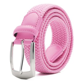 Canvas Elastic Fabric Woven Stretch Braided Belts for Men Women Junior with Multicolored/Full Sizes (1197 pink, XL)