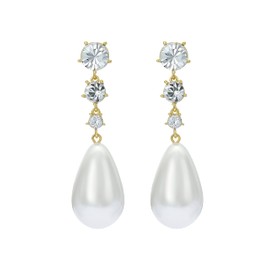Ted Baker Pearsti Statement Crystal Bead Drop Earrings for Women (Gold/Pearl & Crystal)