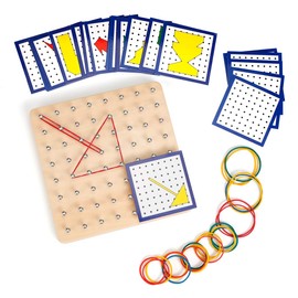 Homealexa Holz Geoboard-Set Geometriebrett Montessori Holz Spielzeug für Kinder, Inspirieren die Phantasie und Kreativität des Kinders
