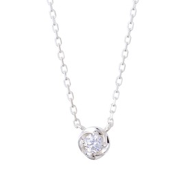 The Kiss SPD7036CB Women's Gift Accessory Gift Single Stone Silver Necklace, Christmas, Anniversary, Birthday, Wrapping Bag, Box Included, Silver, Cubic Zirconia