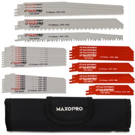 32-Pieces Reciprocating Saw Blades Set – Premium Quality Sawzall Blades for Metal and Woodcutting – Durable & Sharp Pruning Saw Blades with Organizer Pouch - by MaxoPro