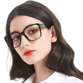 MARE AZZURO Oversized Reading Glasses 4.0+ Women Fashion Readers 1.0 1.25 1.5 1.75 2.0 2.25 2.5 2.75 3.0 3.5 4.0 5.0 6.0 (Black, 4.00)