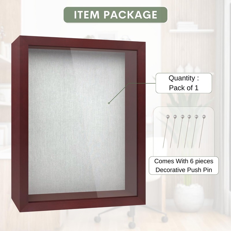 ILOT 12"x16" Solid Wood Mahogany Display Shadow Box Frame -