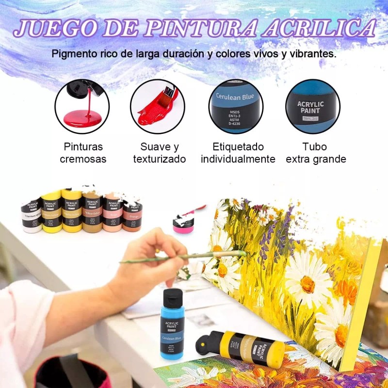 DREAMINHEART Kit De Pintura Acrílica De 24 Colores, 60 Ml