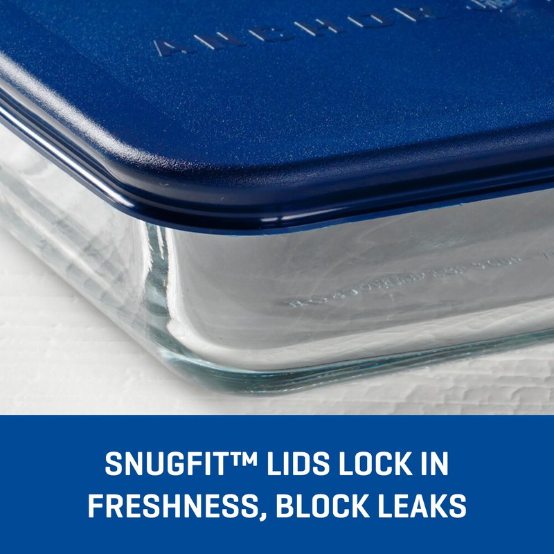 Anchor Hocking SnugFitTM Rectangular Food Storage Containers with Lids (4-Piece,